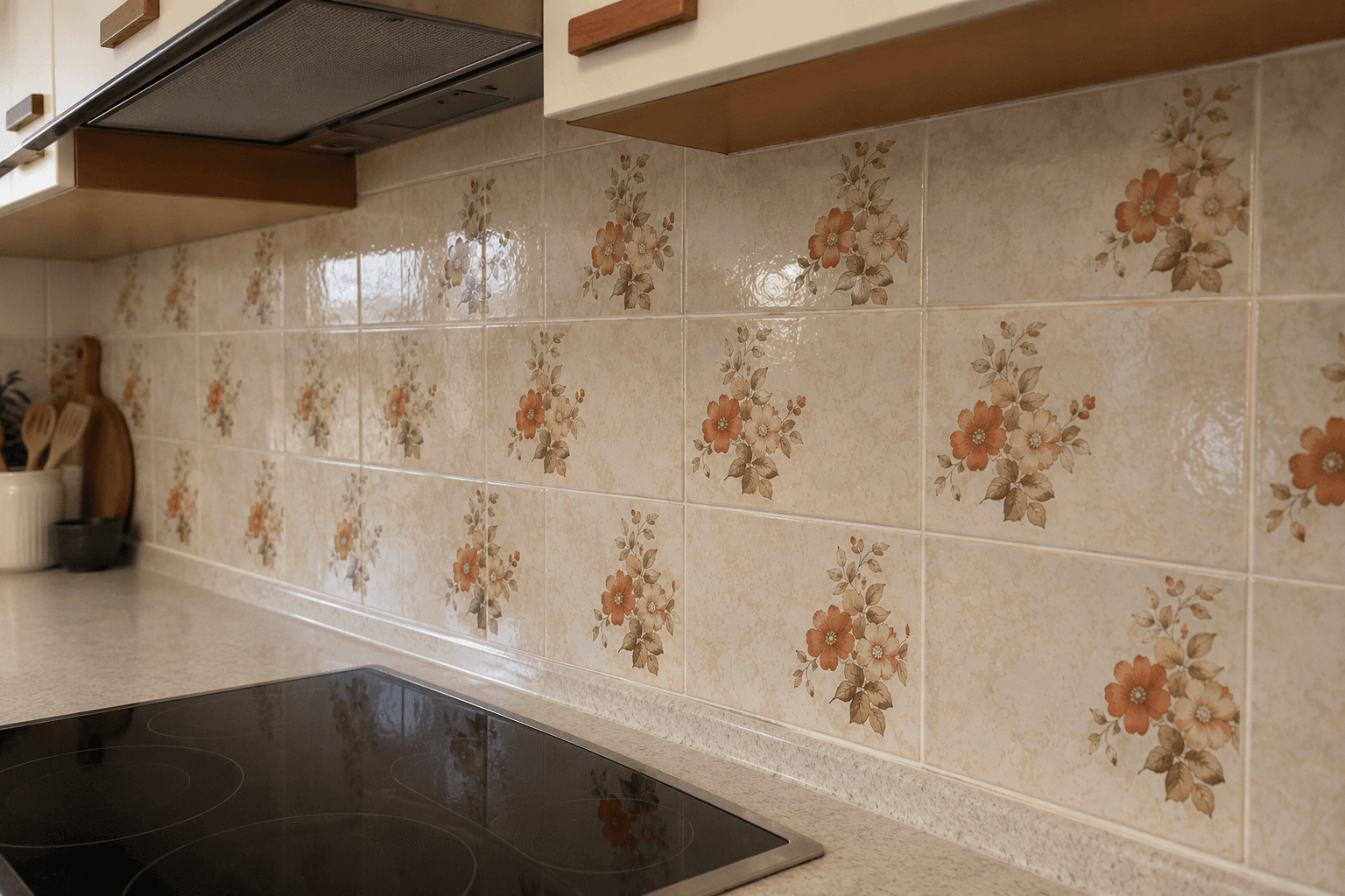 A kitchen splashback, before
